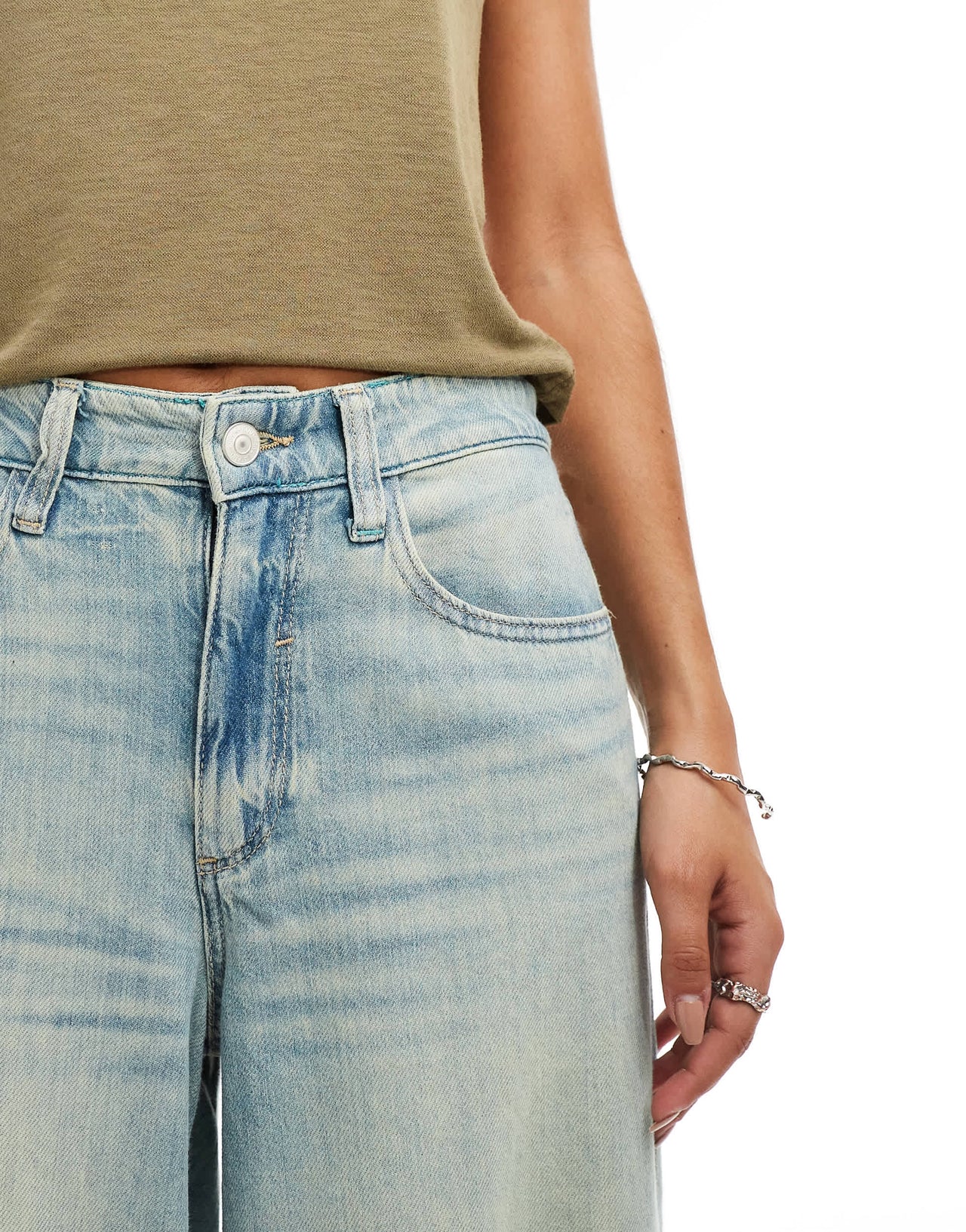 River Island midrise wide leg jean in lightwash blue