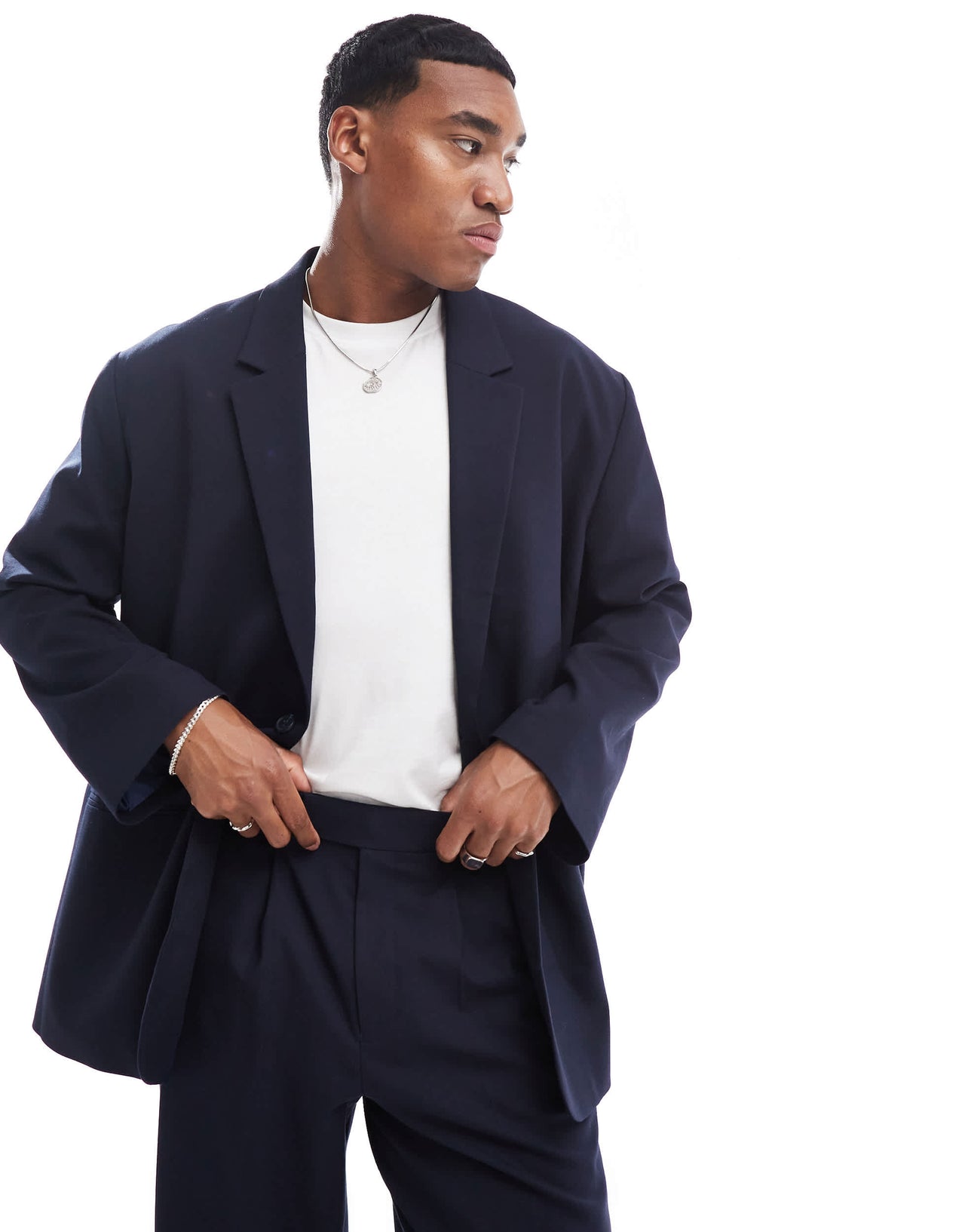 ASOS DESIGN oversized slouchy suit jacket in navy