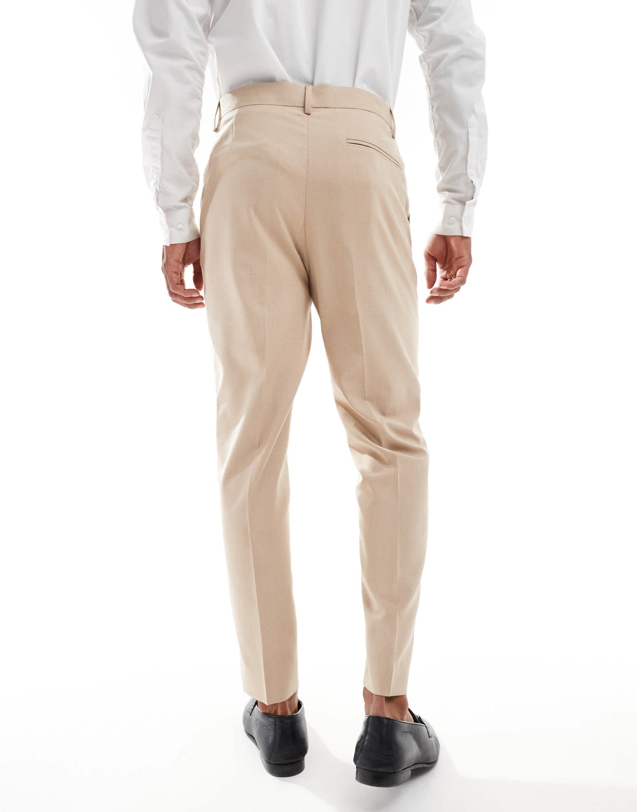 ASOS DESIGN tapered suit trousers in tonal neutral prince of wales check