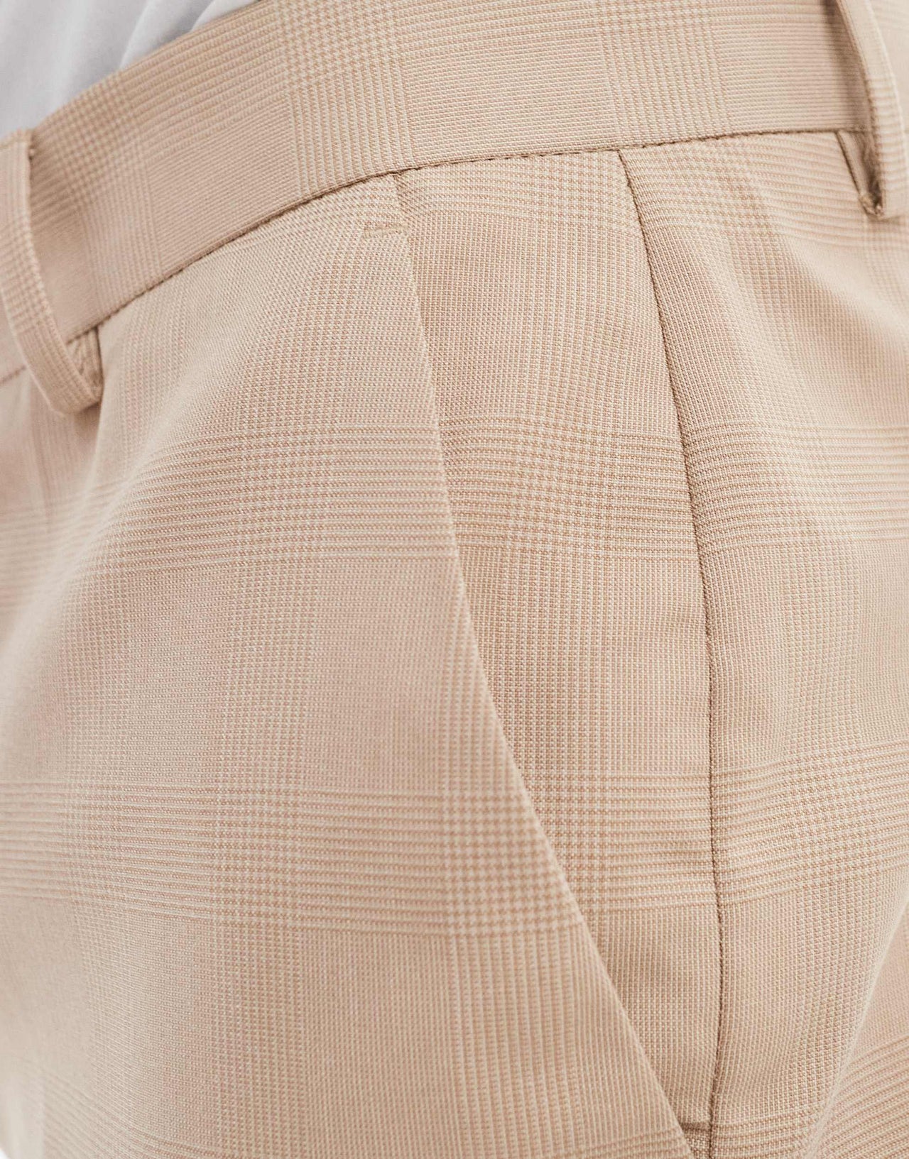 ASOS DESIGN tapered suit trousers in tonal neutral prince of wales check