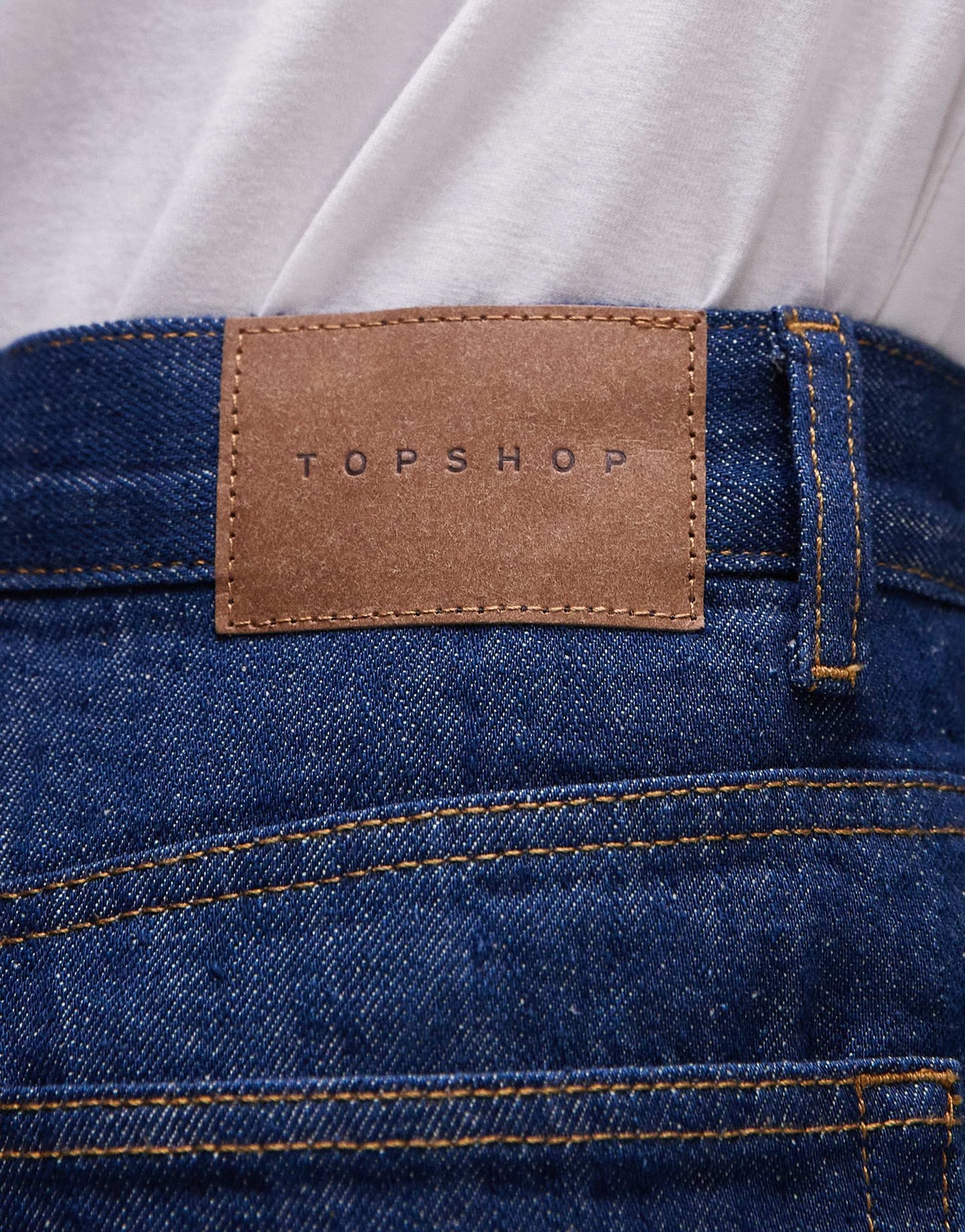 Topshop Selvedge high rise turn up jean in indigo