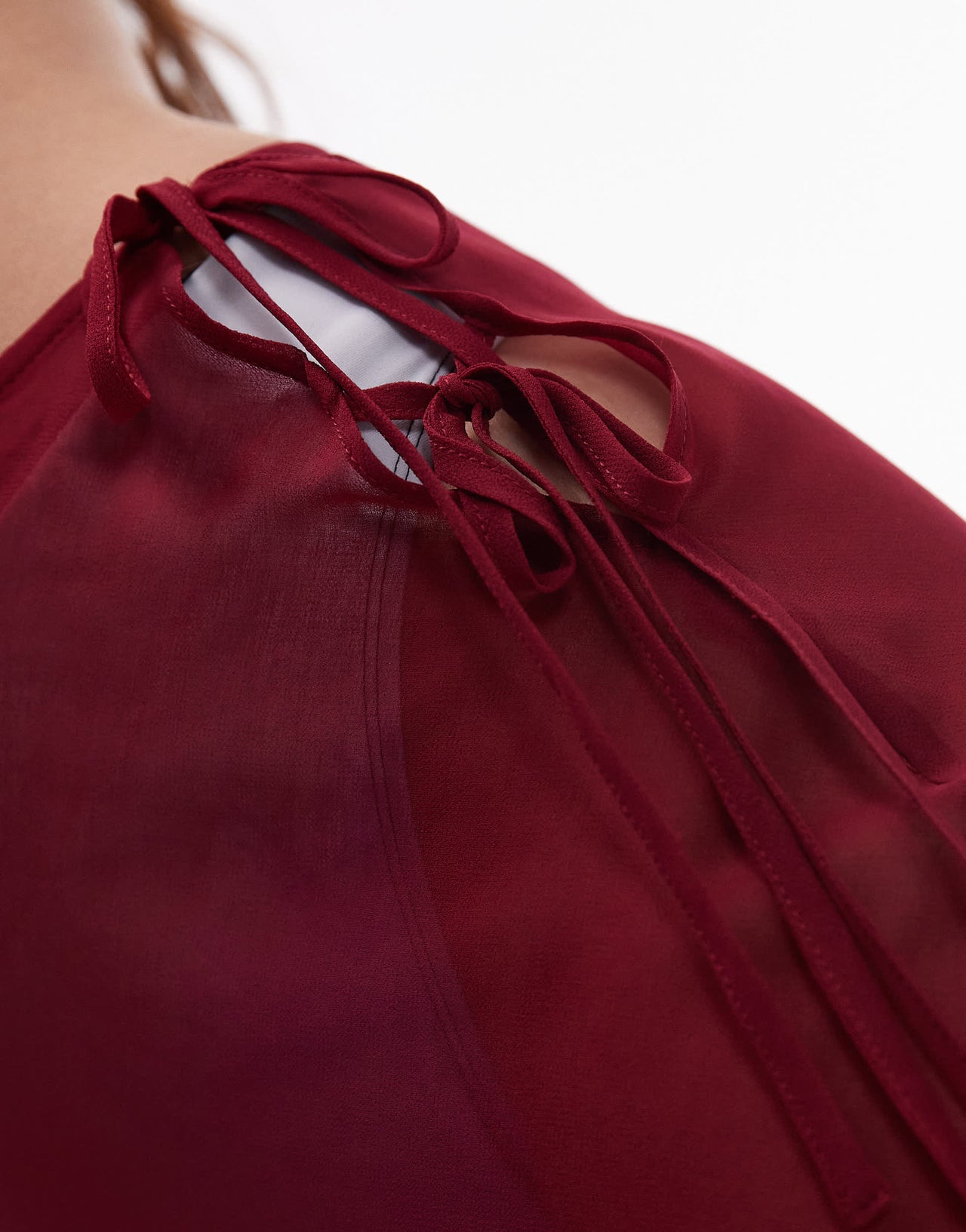 Topshop beach sheer bias maxi skirt in cherry red