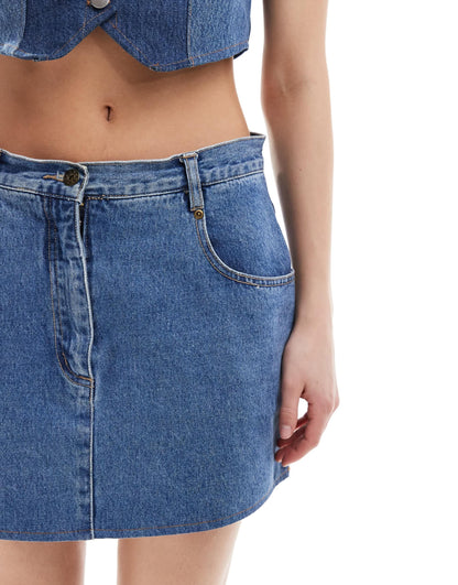 Reclaimed Vintage Revived x Glass Onion denim mini skirt