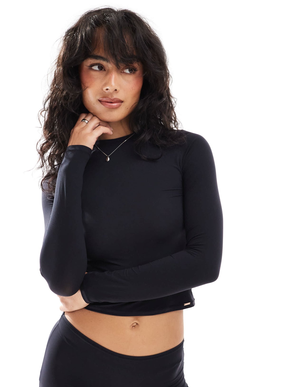 Dorina essential mix & match microfibre long sleeve top in black