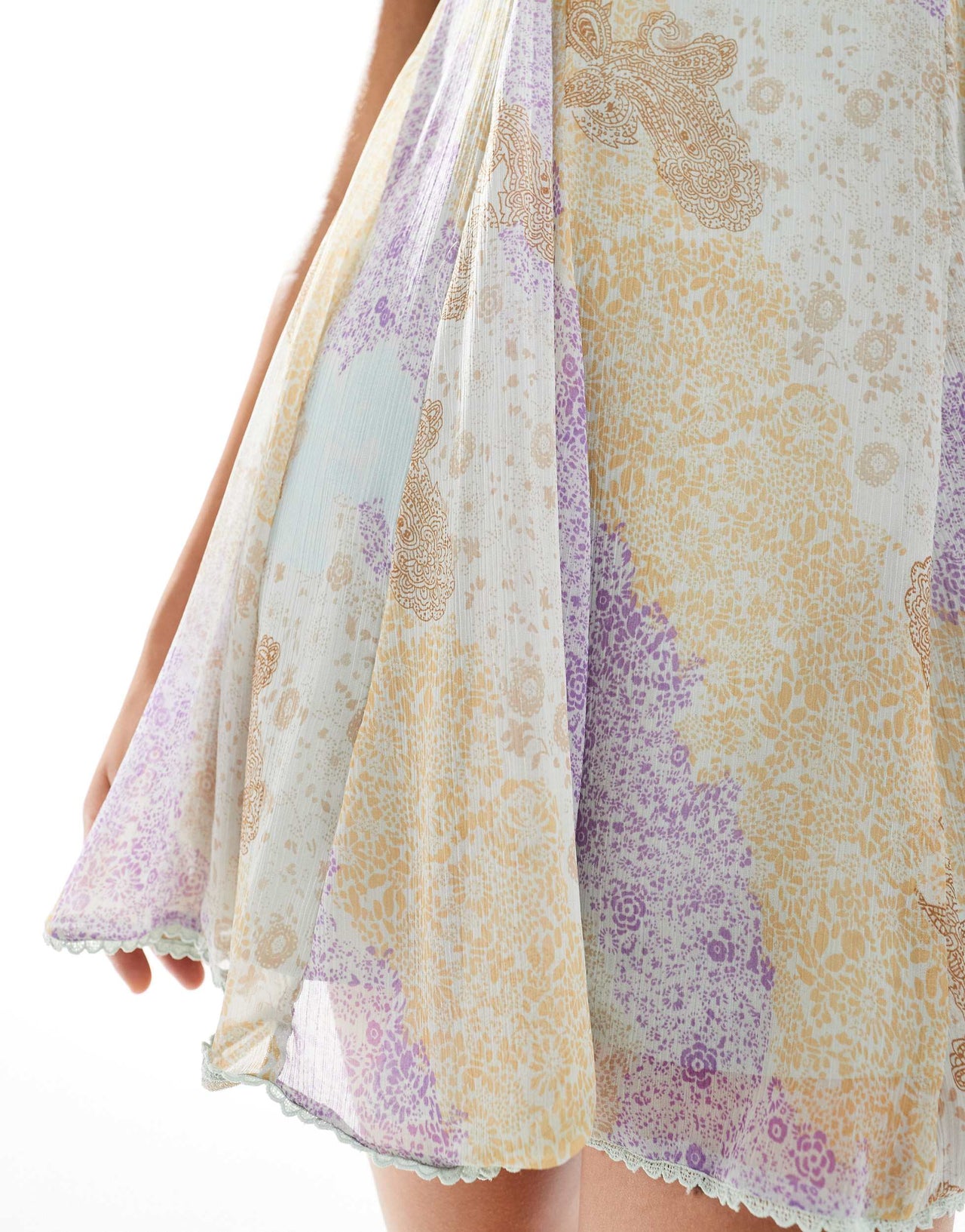 ASOS DESIGN godet smock dress with picot hem in paisley print