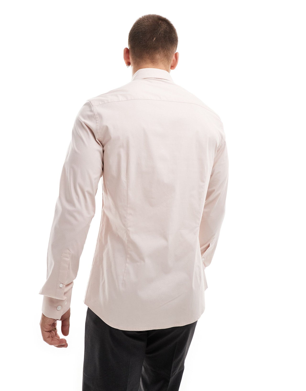 ASOS DESIGN slim poplin shirt in pale pink