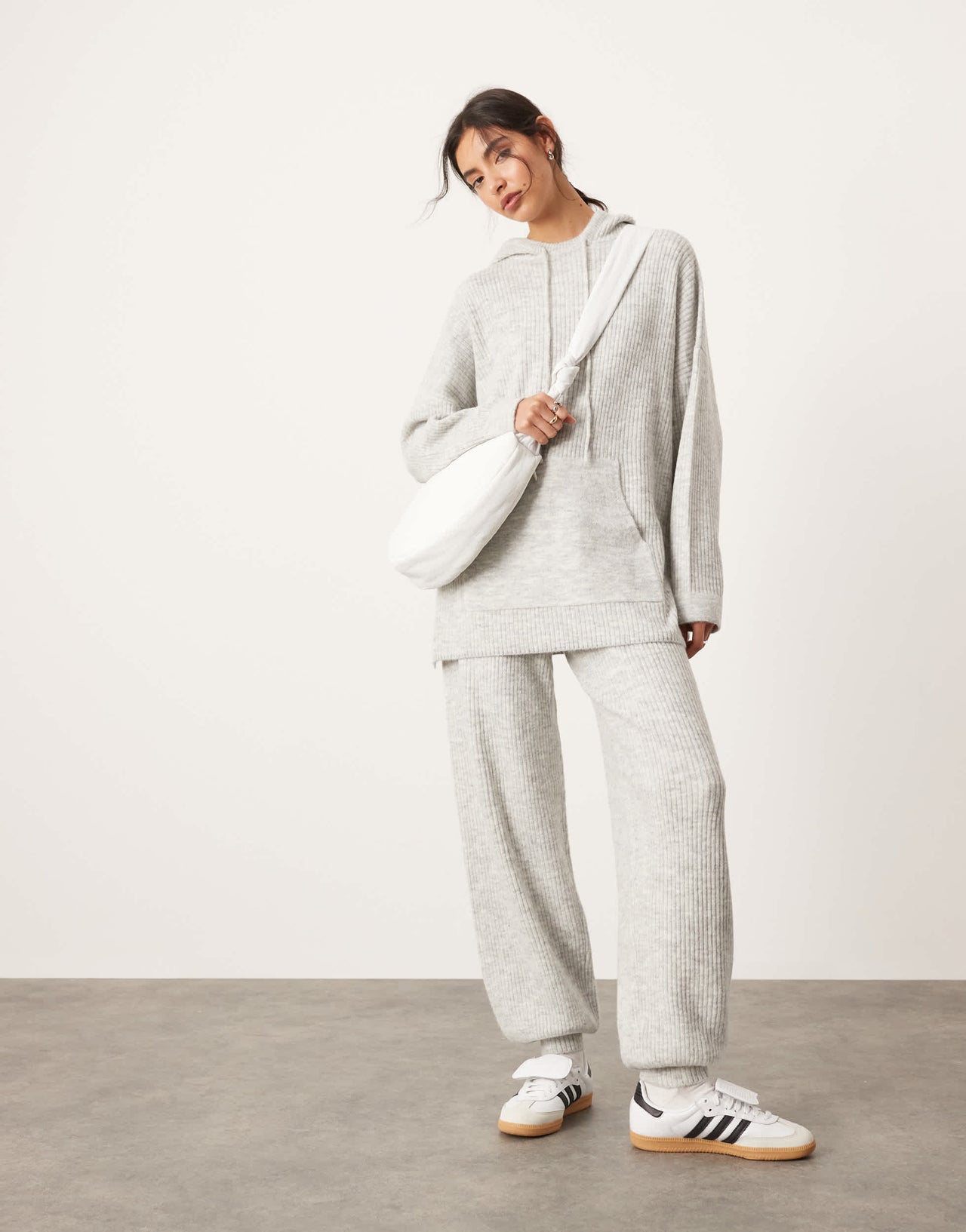 ASOS EDITION knit rib cuffed jogger co-ord in ice grey