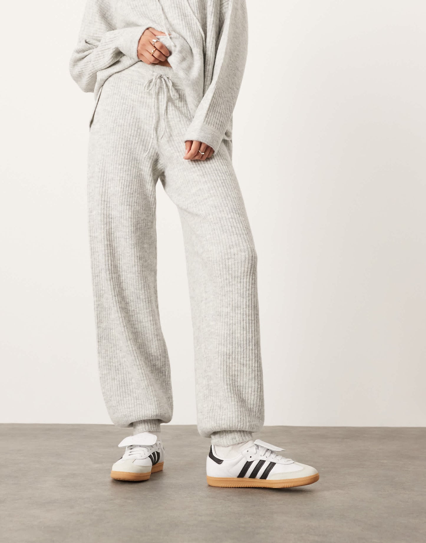 ASOS EDITION knit rib cuffed jogger co-ord in ice grey