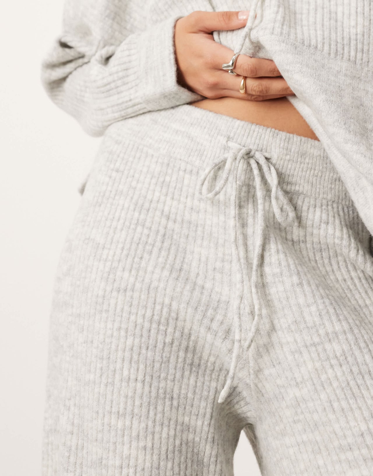 ASOS EDITION knit rib cuffed jogger co-ord in ice grey