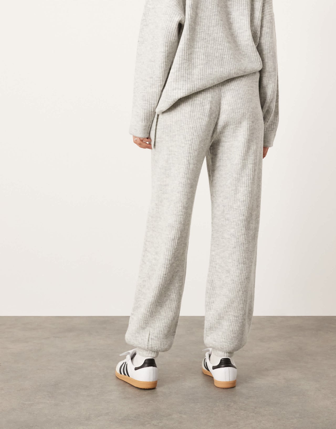 ASOS EDITION knit rib cuffed jogger co-ord in ice grey