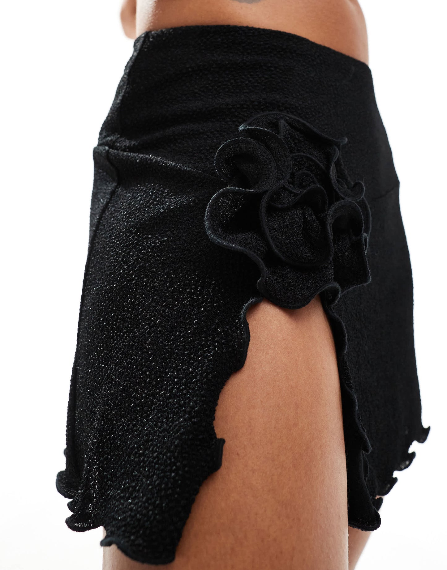 Bailey Rose flower mini skirt in black