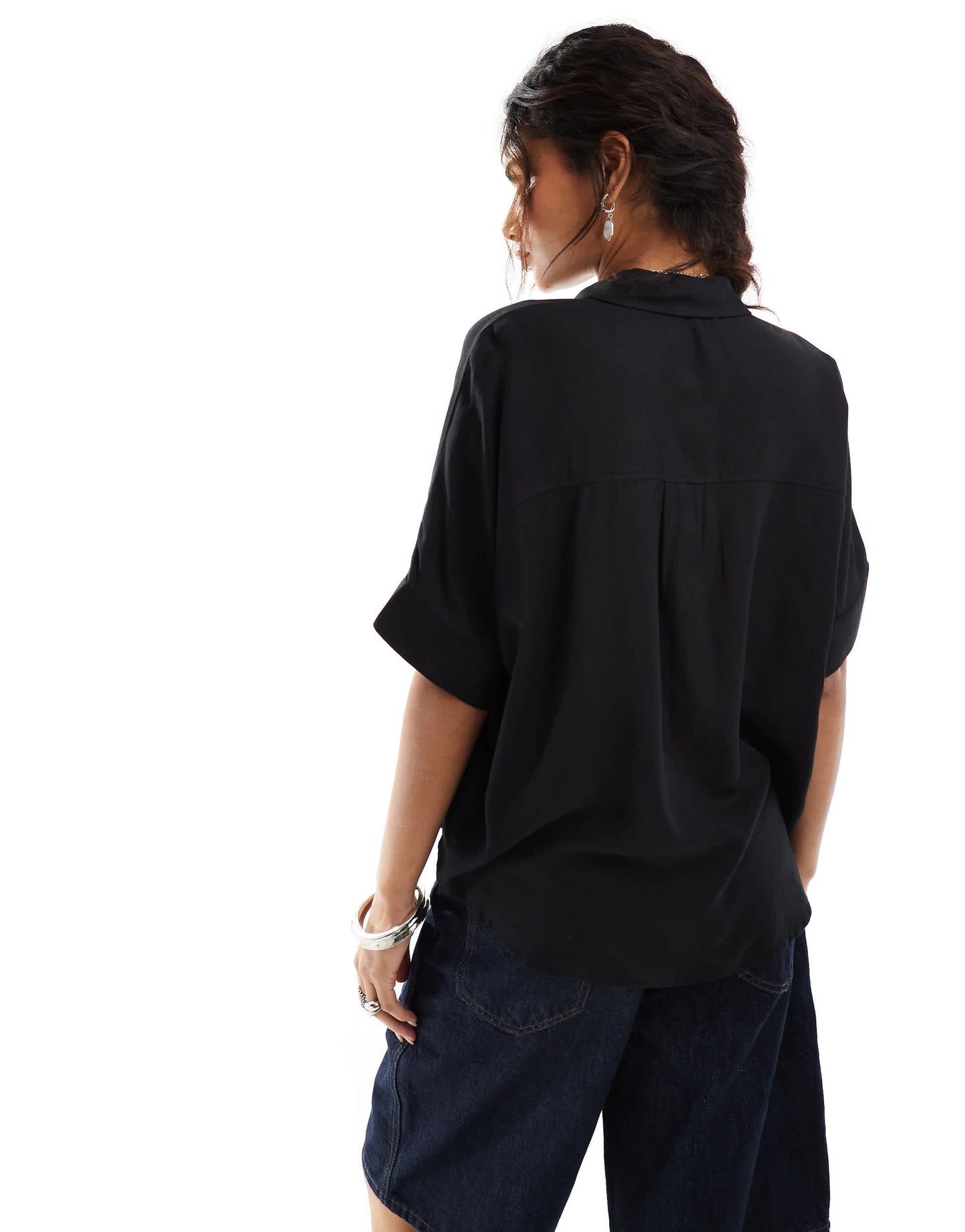 Monki oversize boxy blouse in black