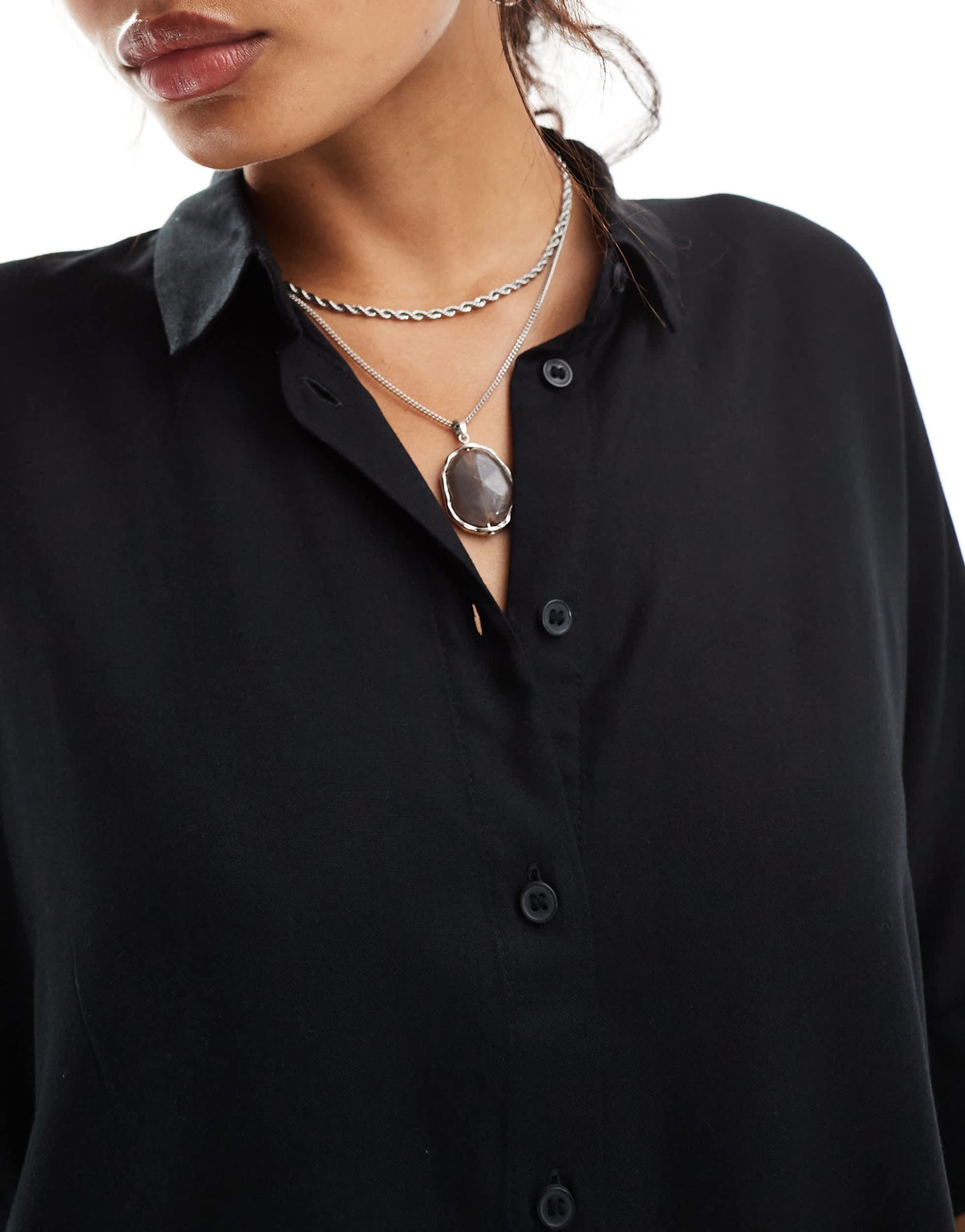 Monki oversize boxy blouse in black