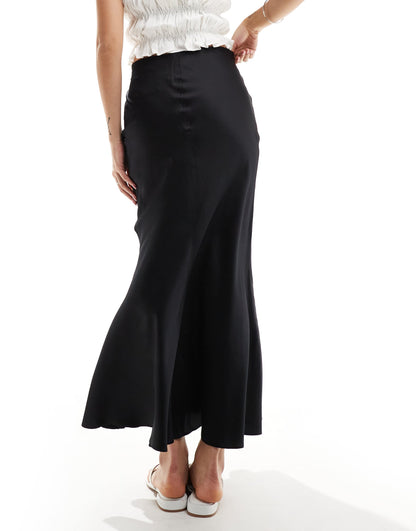 Weekday Paige mermaid fit satin maxi skirt in black