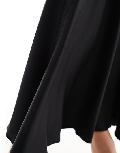 Weekday Paige mermaid fit satin maxi skirt in black