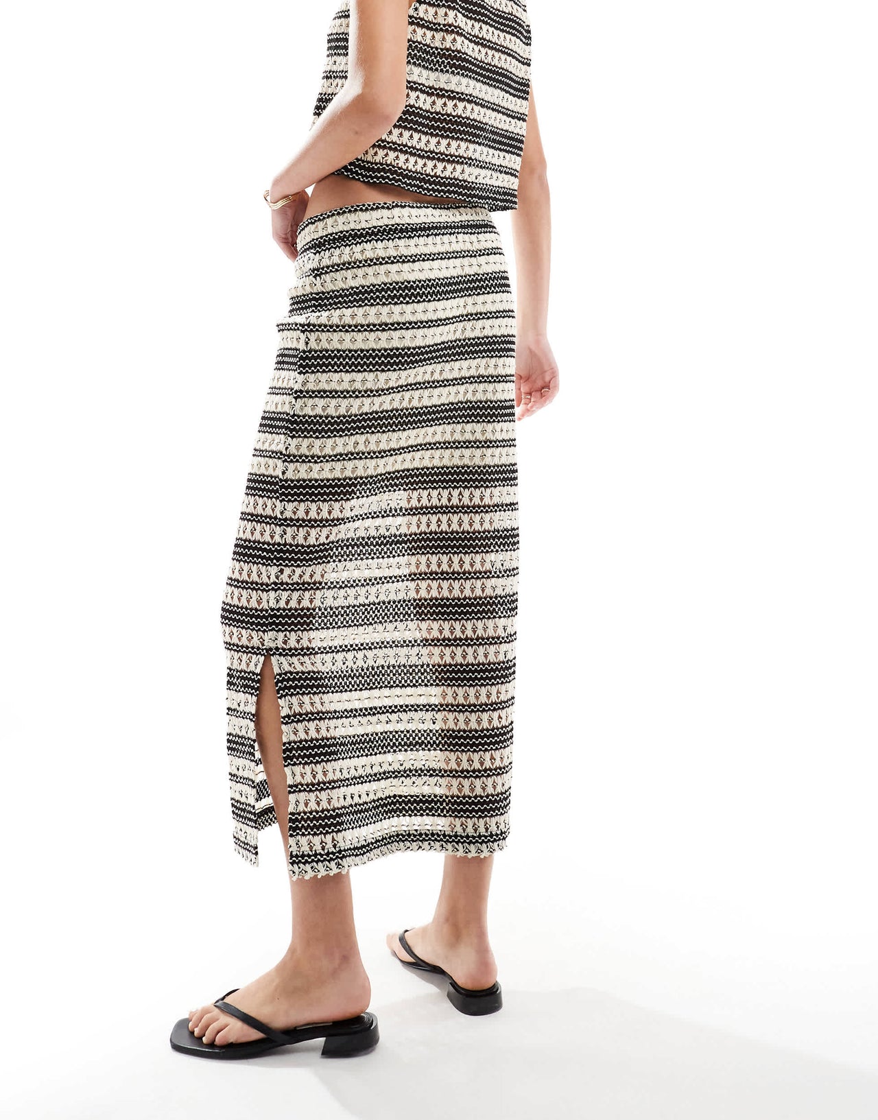 Object crochet midi skirt co-ord in mono stripe