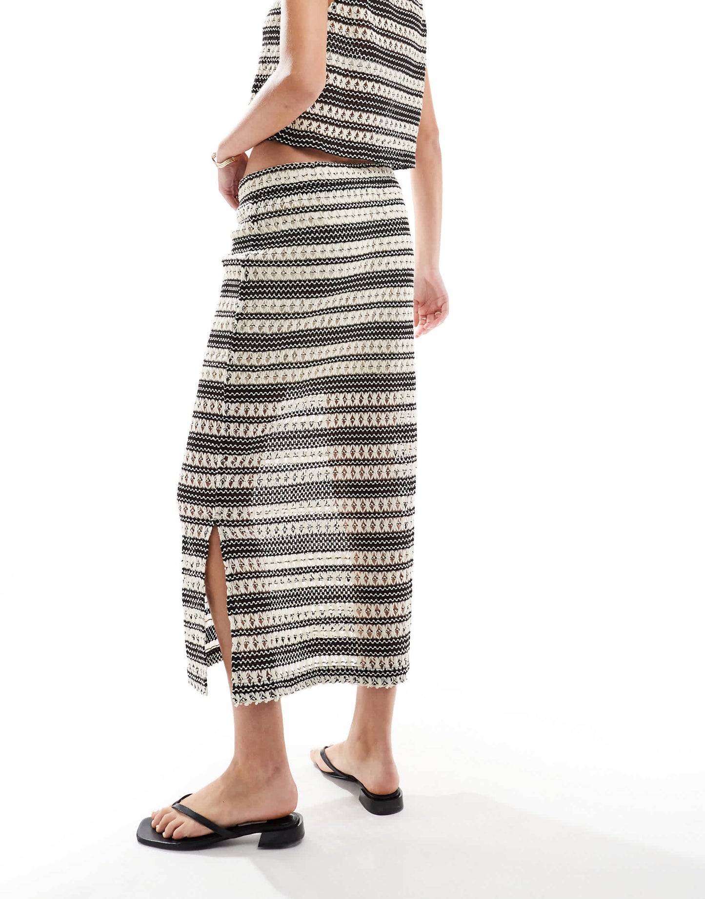 Object crochet midi skirt co-ord in mono stripe