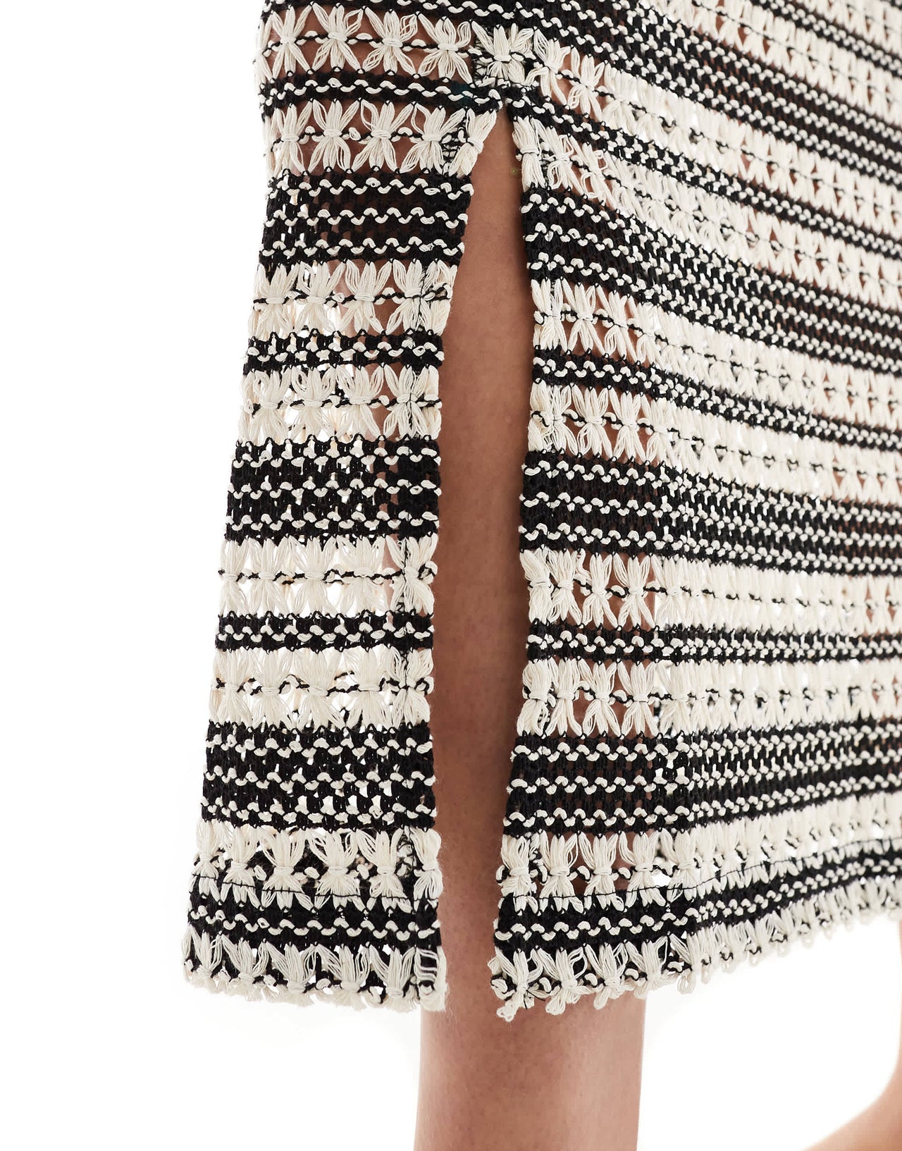 Object crochet midi skirt co-ord in mono stripe