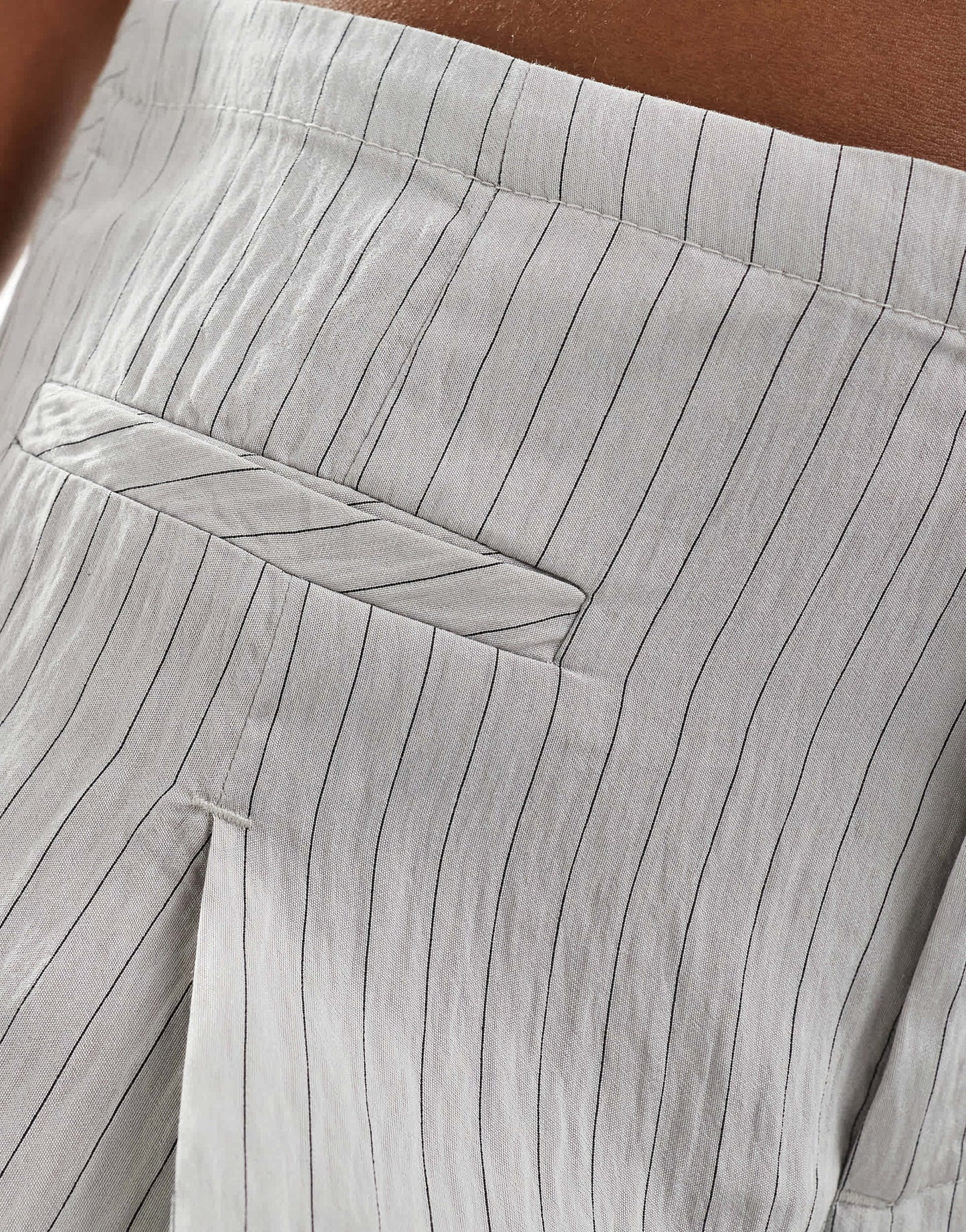 Bershka high waisted wide leg tailored trousers in light grey stripe