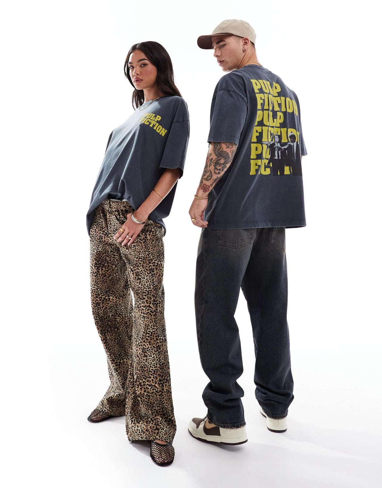 ASOS DESIGN  unisex oversized license t-shirt with pulp fiction print in washed black