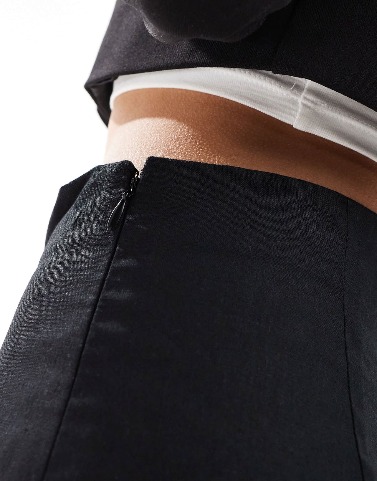 ASOS DESIGN tailored linen culotte trousers in black