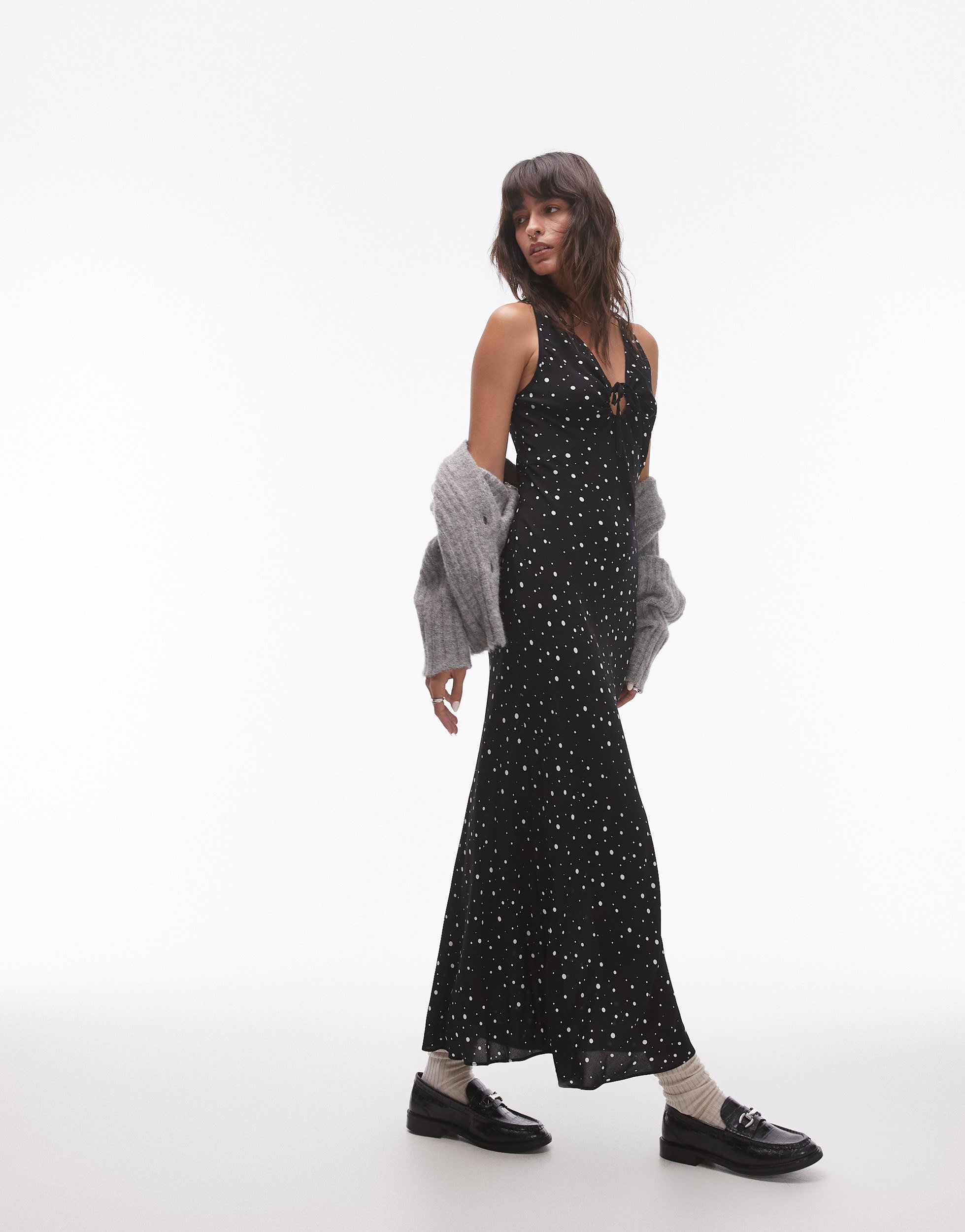 Topshop key hole bust midi dress in floral print