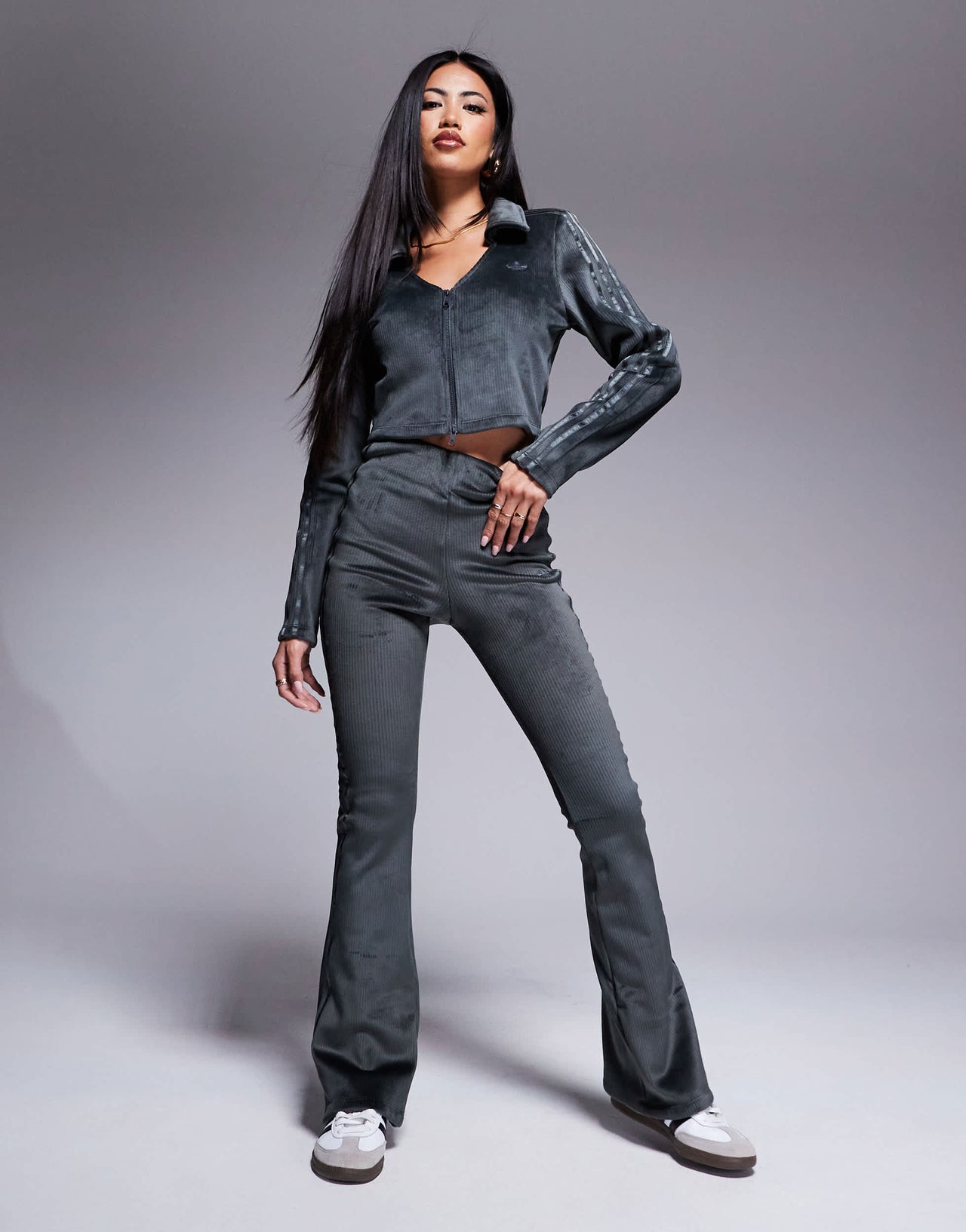 adidas Originals Hyper Femme cropped jacket in charcoal