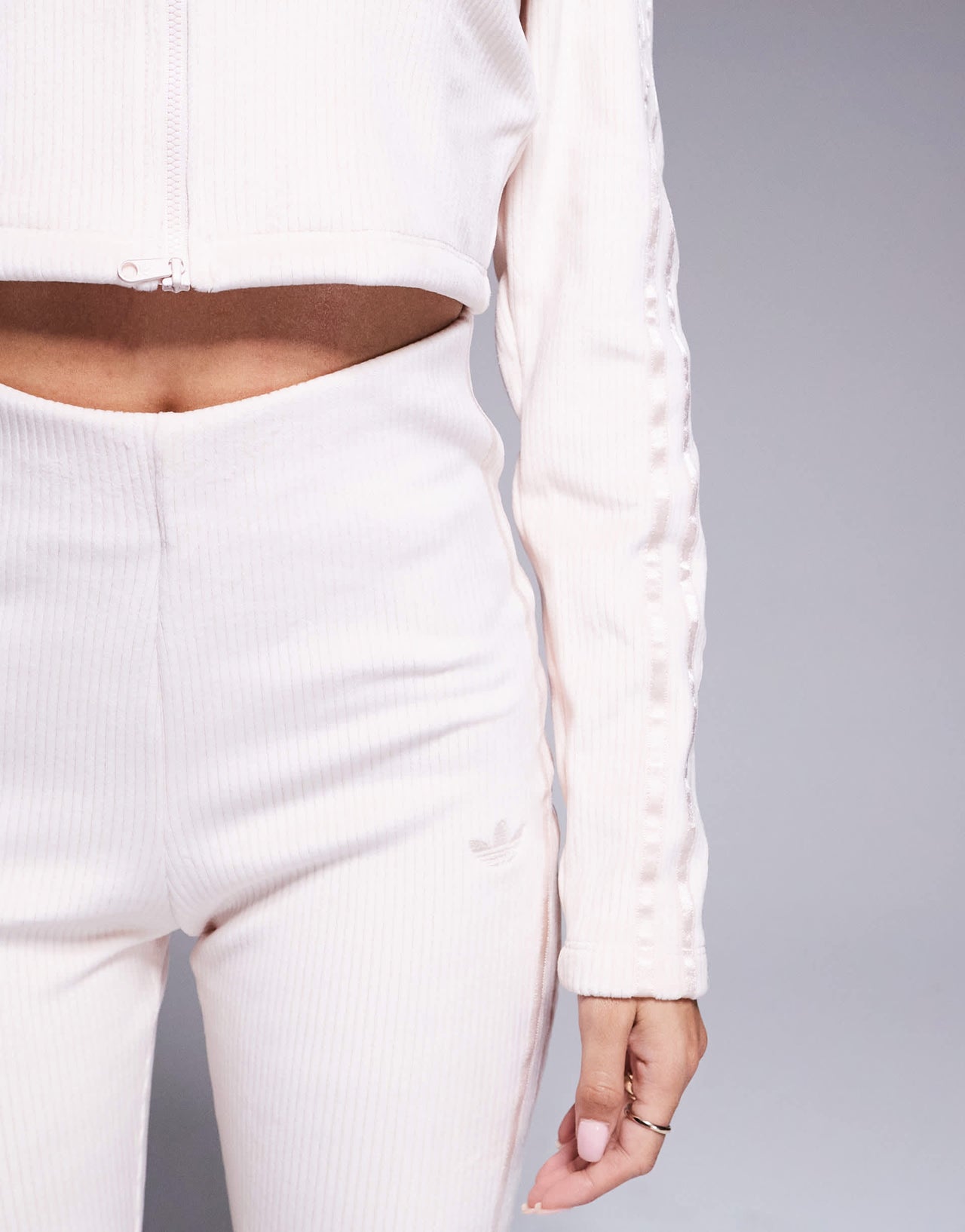 adidas Originals Hyper-Femme ribbed flared leggings in pink