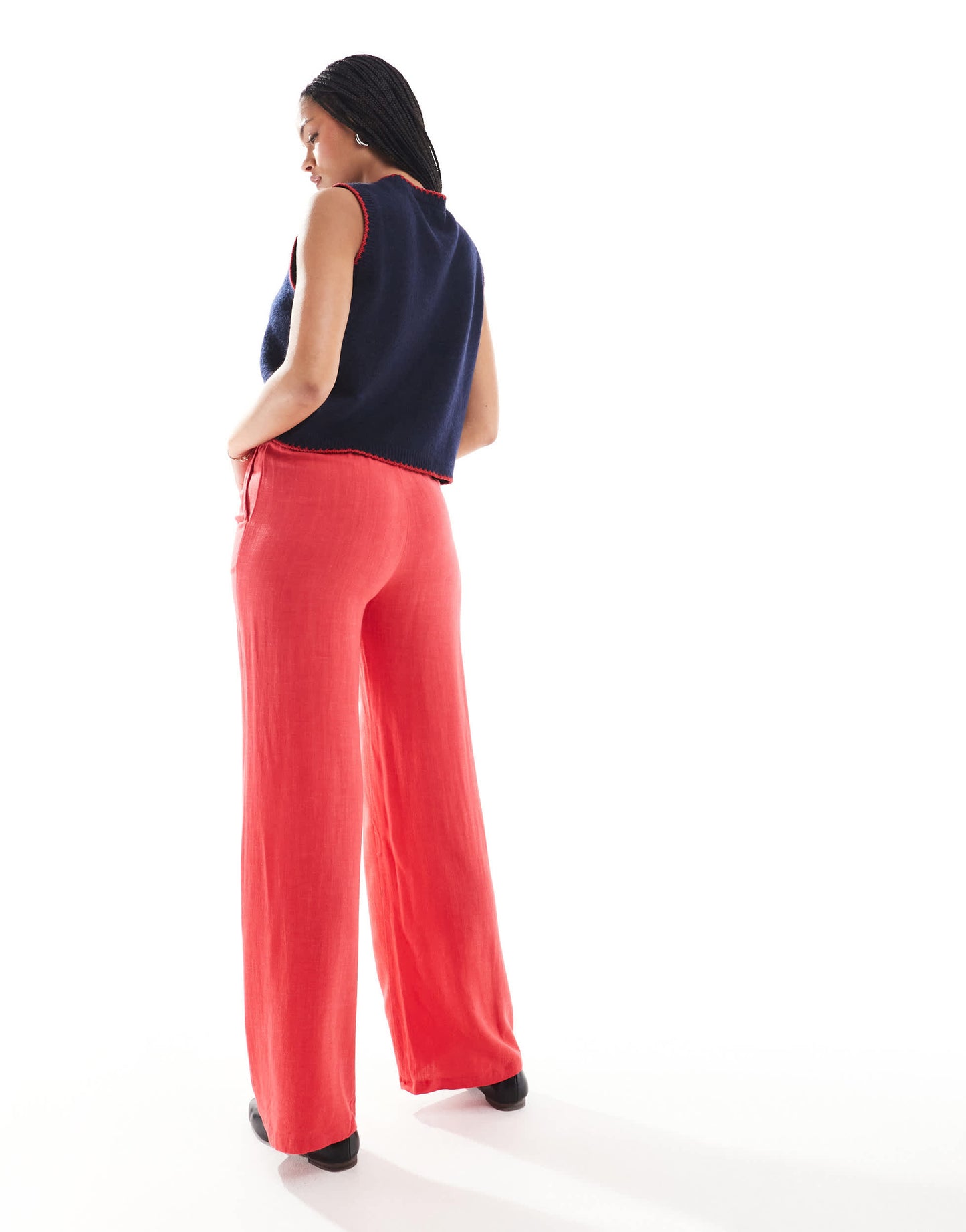 Stradivarius Tall tailored pull on trouser in red