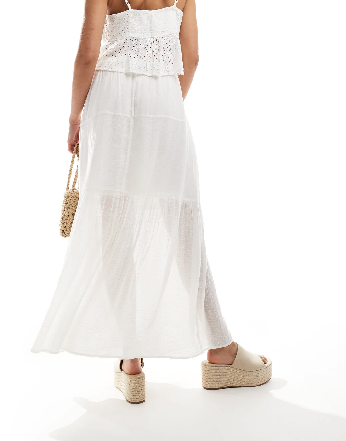 Stradivarius STR maxi skirt in white