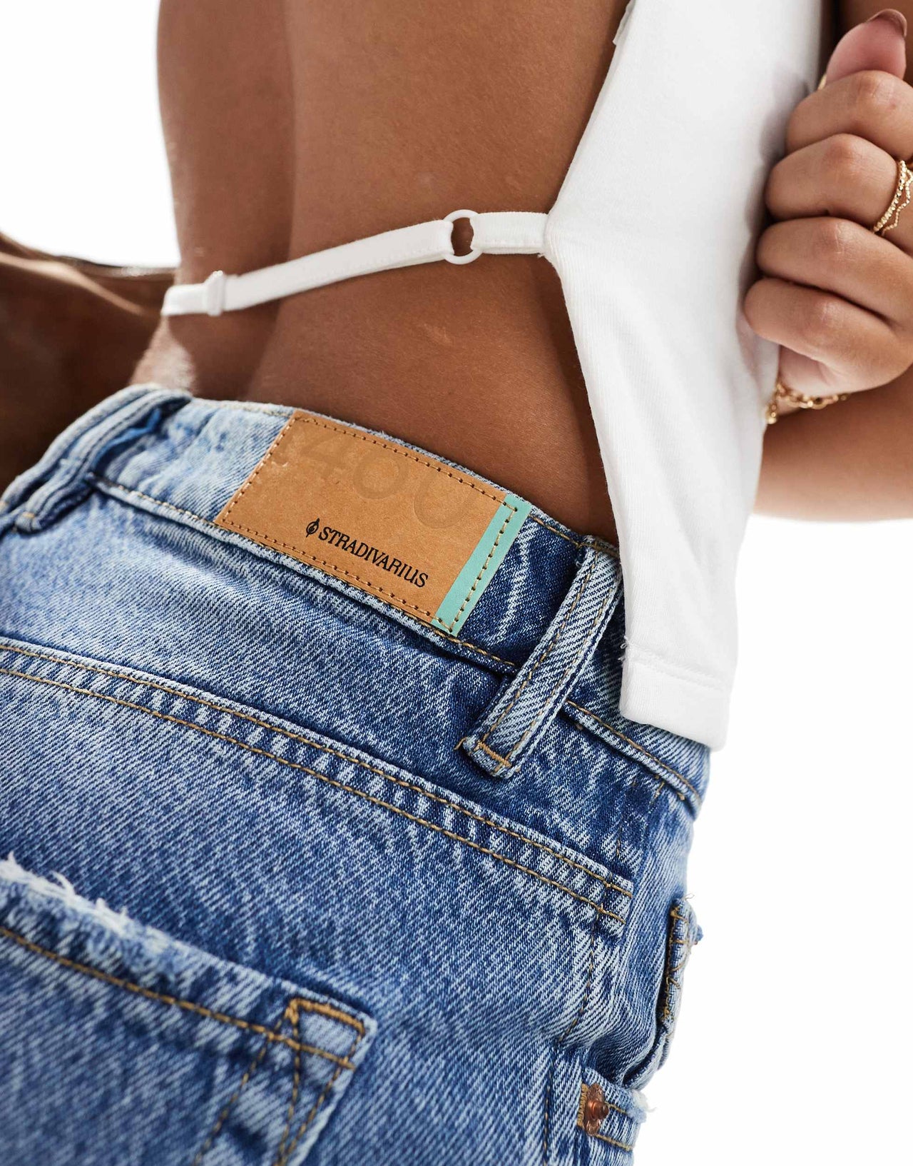 Stradivarius mom jeans in blue