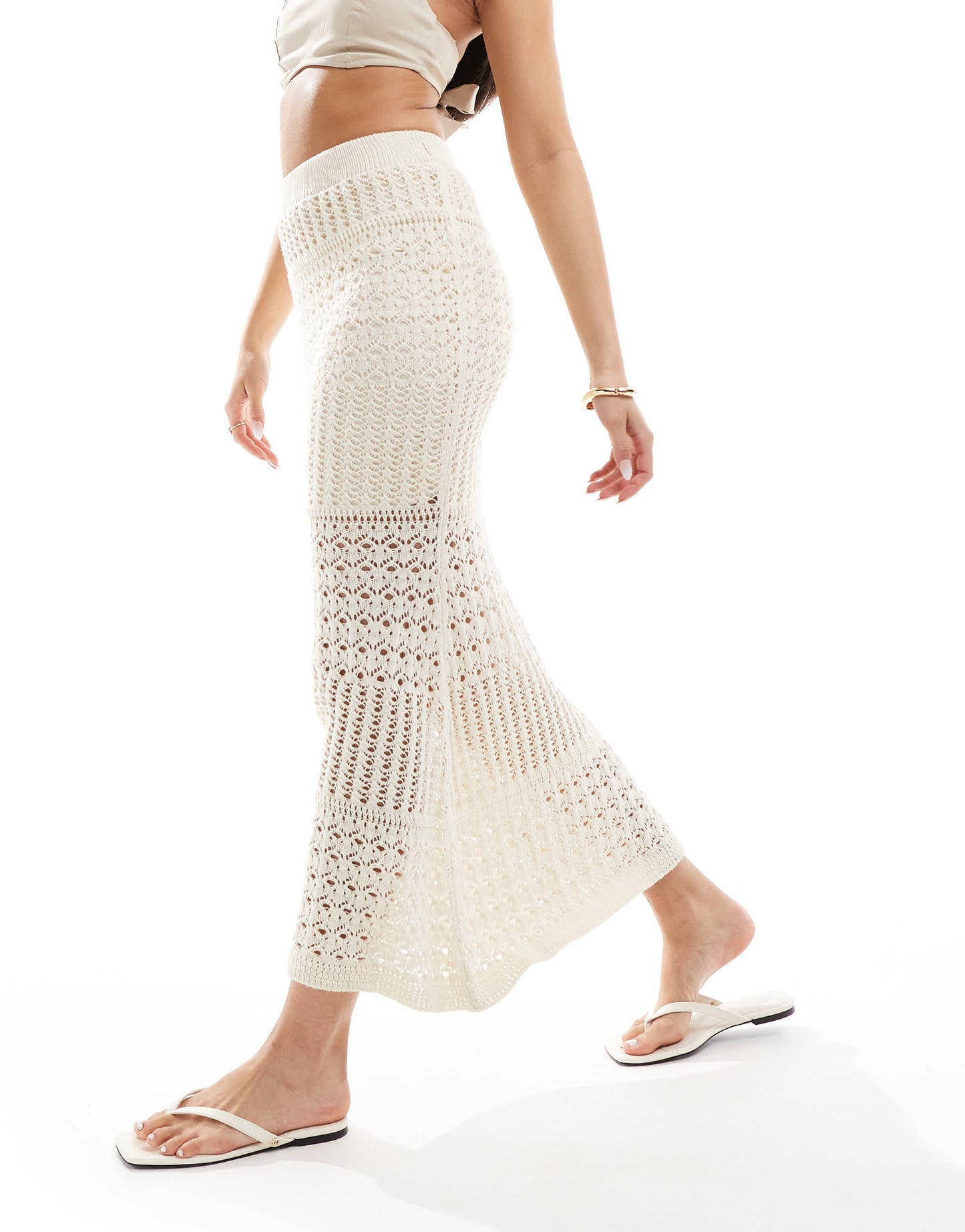 Vila crochet maxi skirt in cream