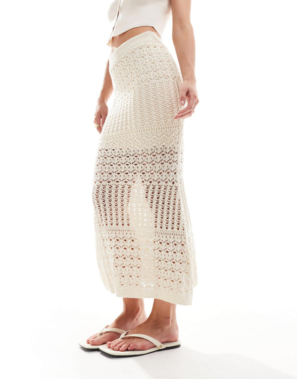 Vila Petite crochet maxi skirt in cream