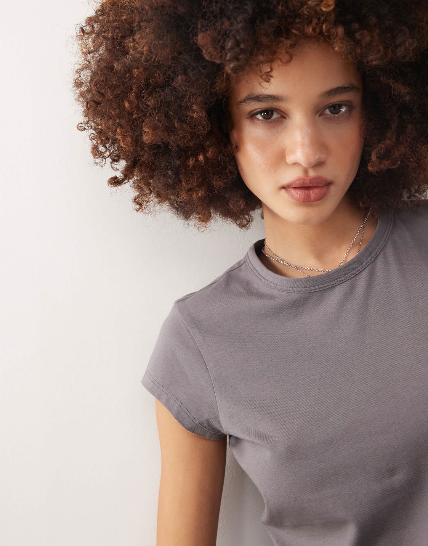 COLLUSION fitted longline cap sleeve t-shirt in grey