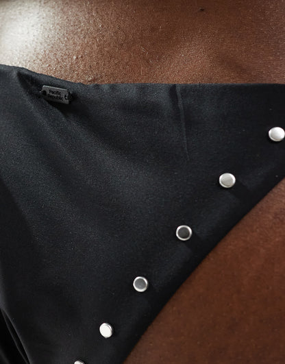 Pull&Bear bikini bottom with silver stud detail in black