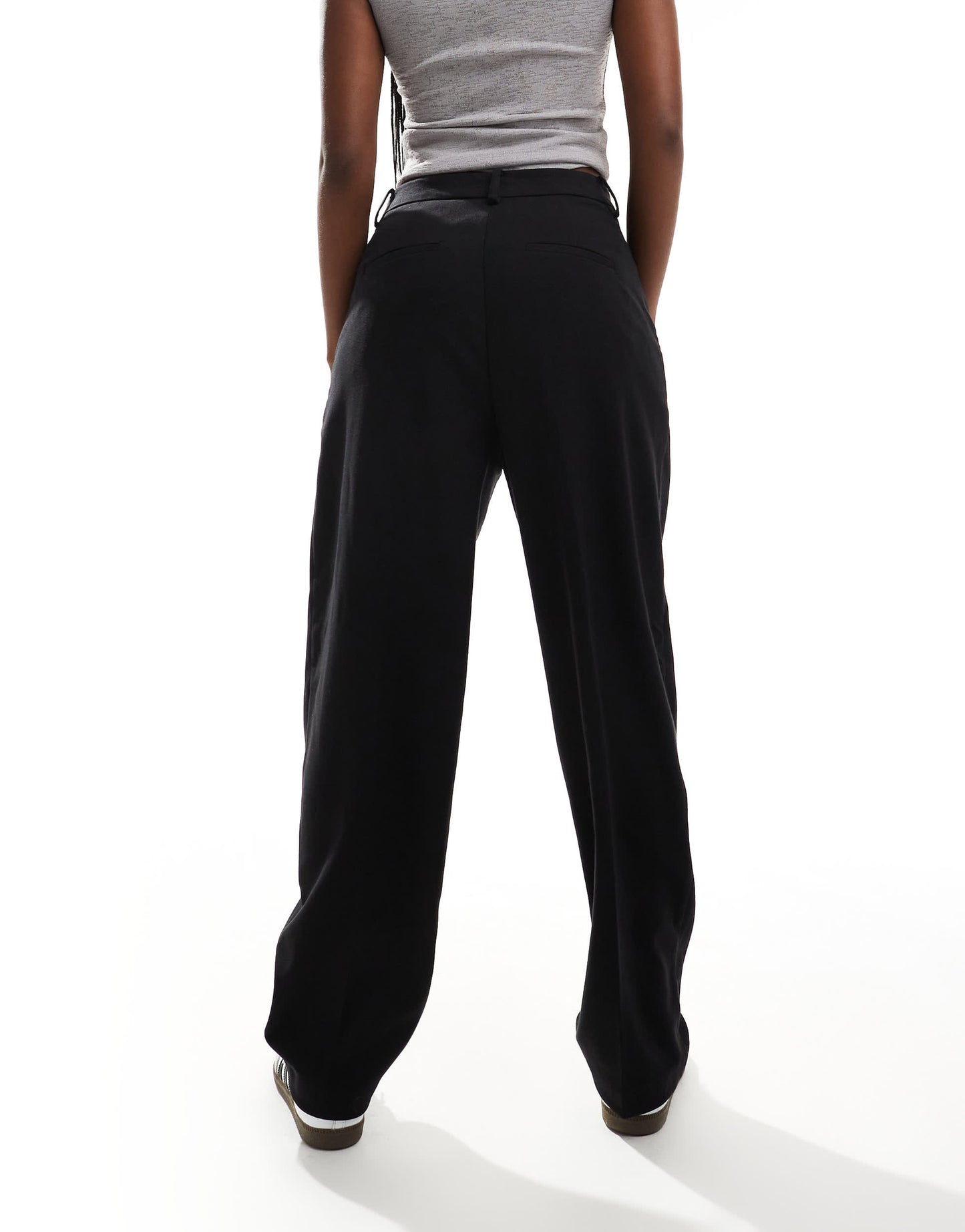 ASOS DESIGN tab detail straight leg tailored trouser in black