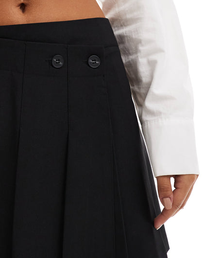 ASOS DESIGN tailored asymmetric pleated mini skirt in black