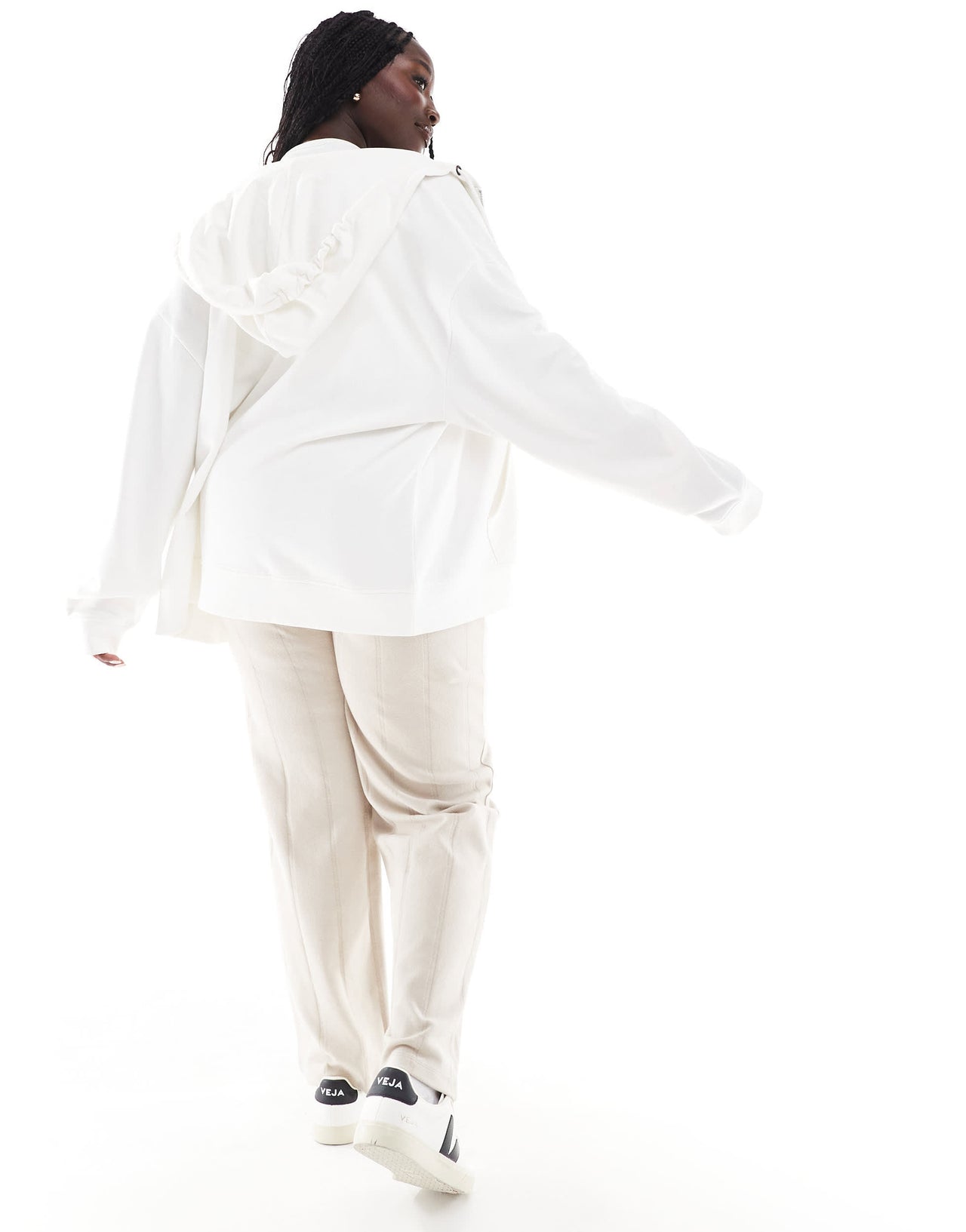 ASOS DESIGN Curve supersoft wide rib jogger in warm cream