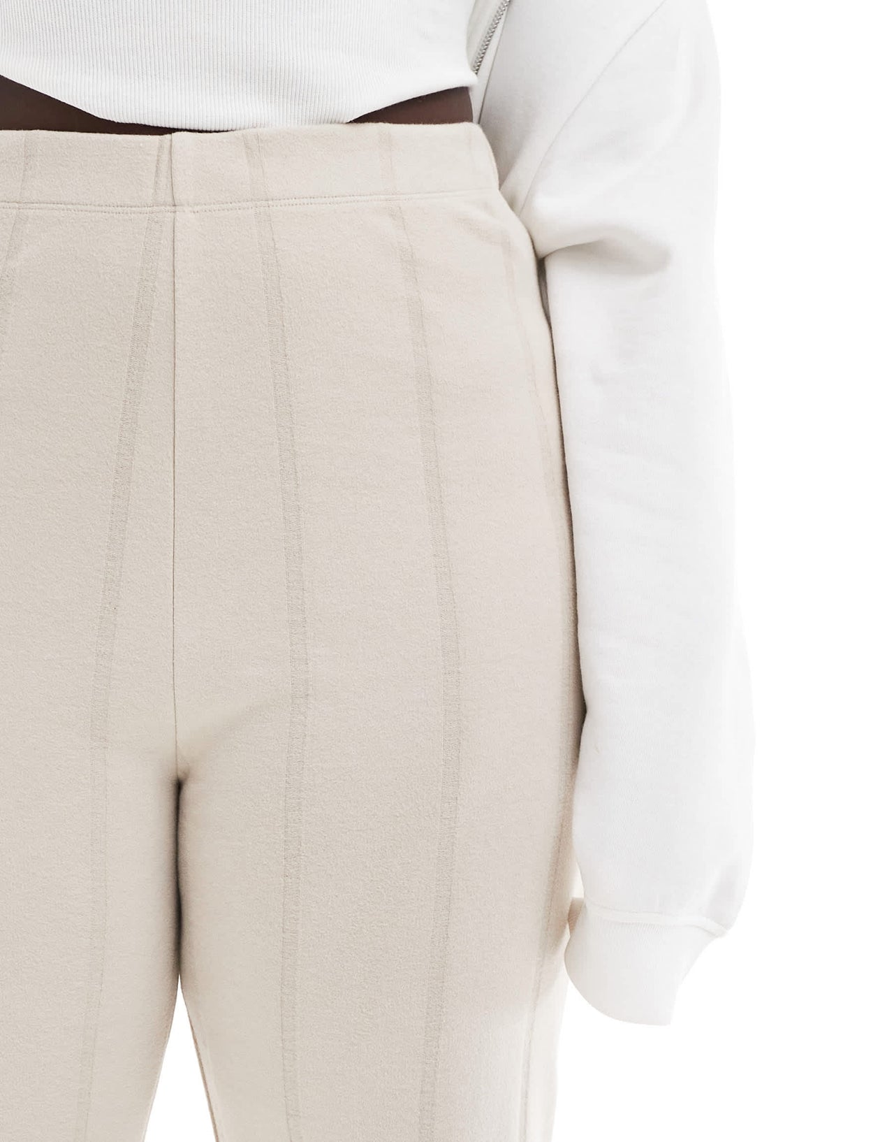 ASOS DESIGN Curve supersoft wide rib jogger in warm cream