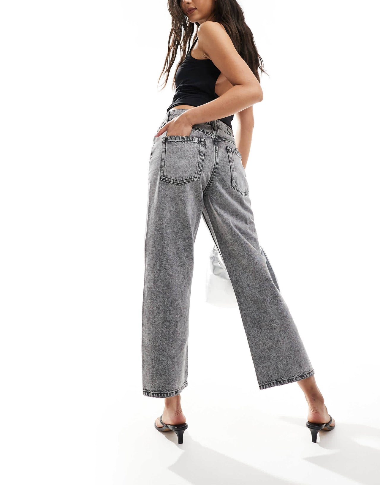 River Island straight crop jean in dark grey