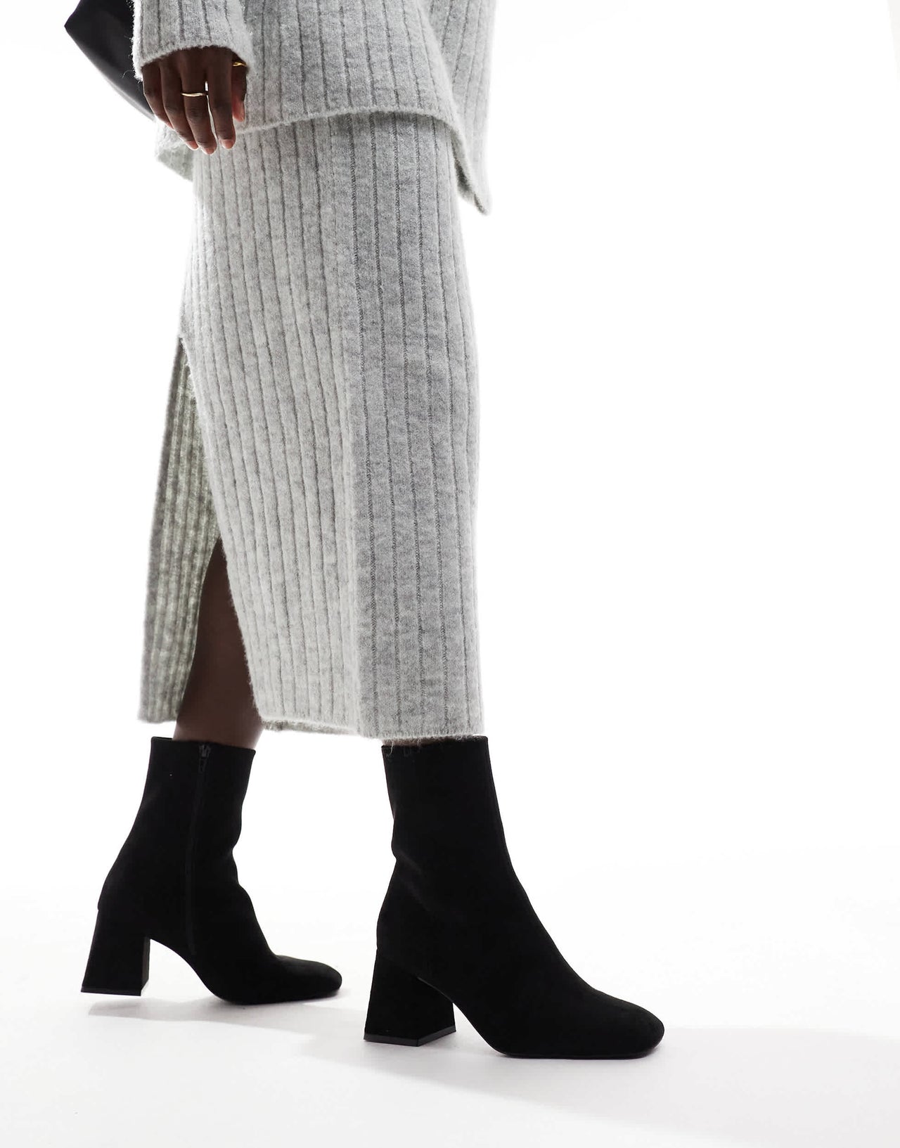 ASOS DESIGN Wide Fit Record smart mid-boots in black