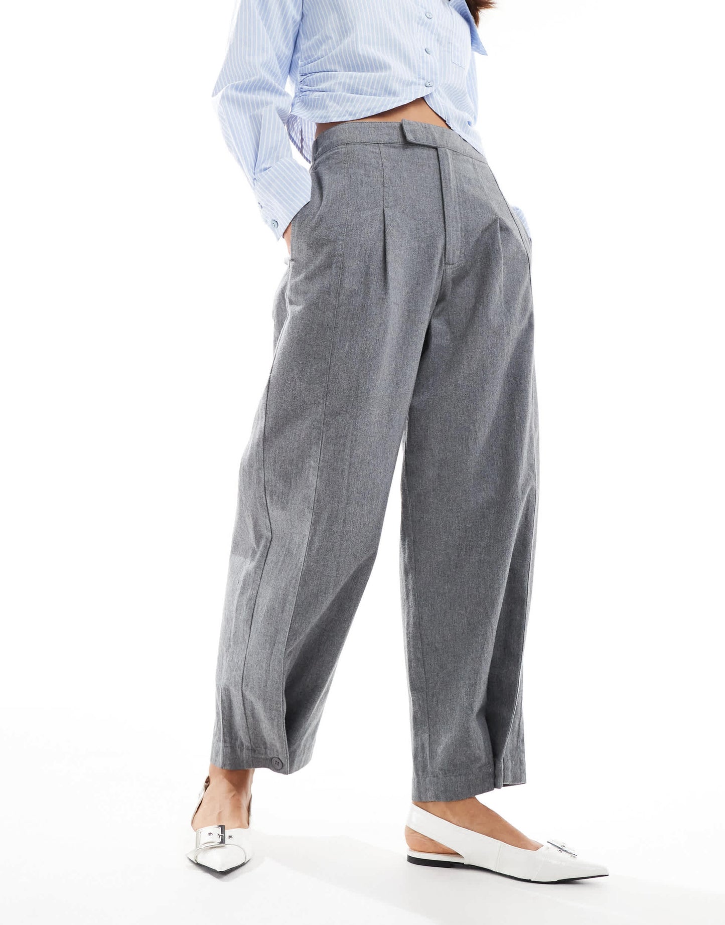 ASOS DESIGN flannel barrel leg trousers in grey