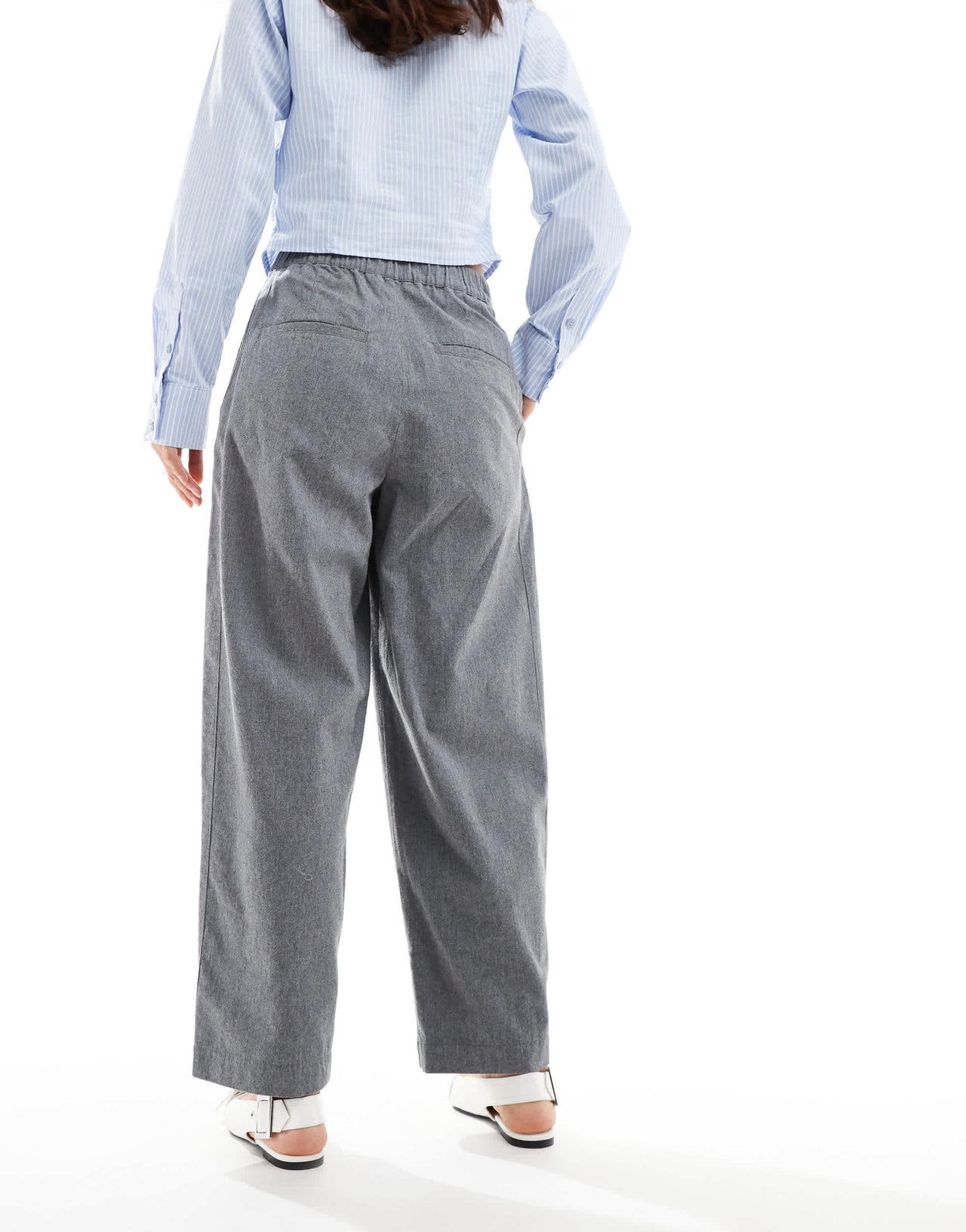 ASOS DESIGN flannel barrel leg trousers in grey