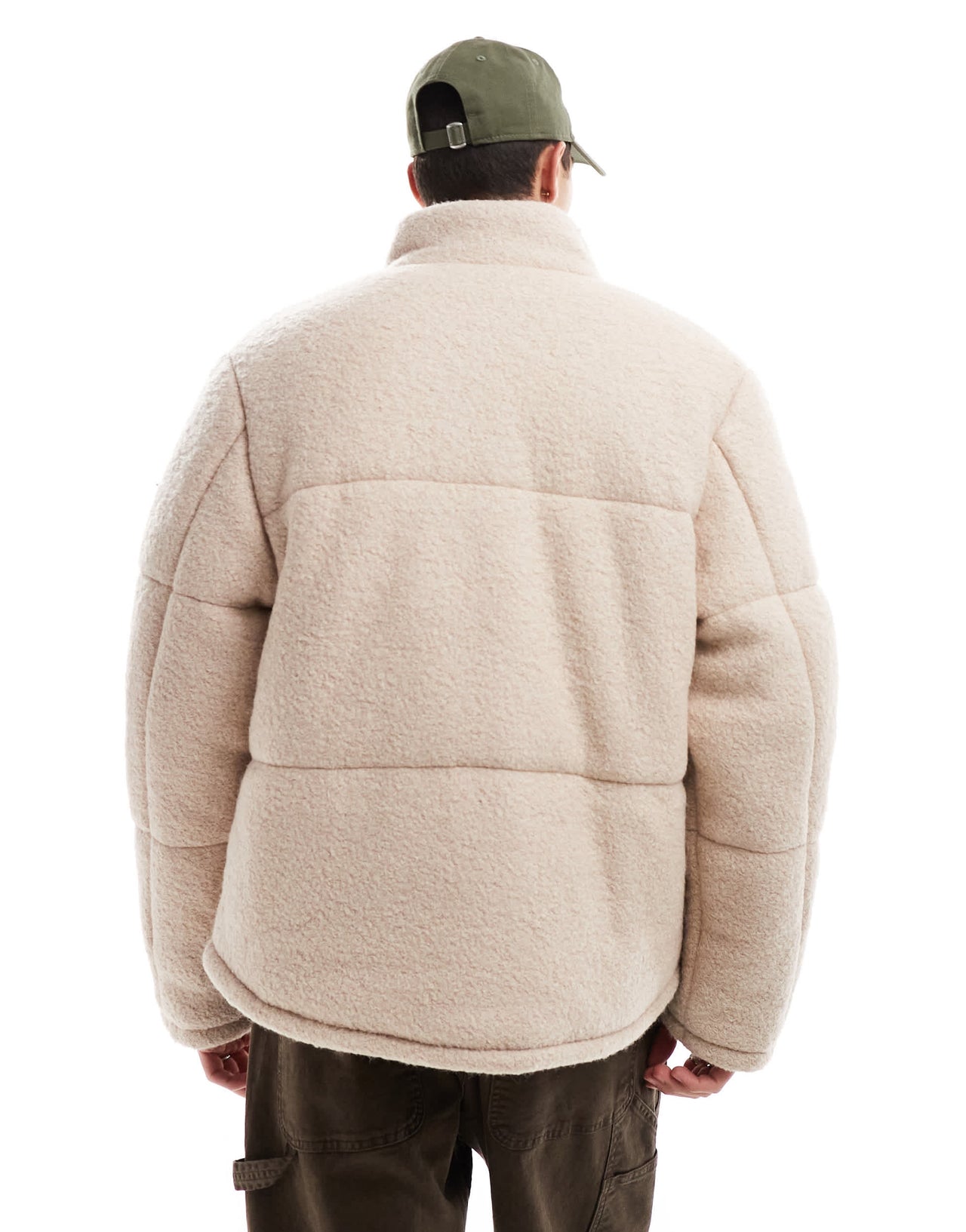 ASOS DESIGN textured wool puffer jacket in ecru