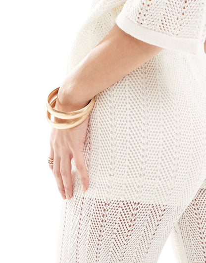 & Other Stories co-ord  crochet knitted trousers in white