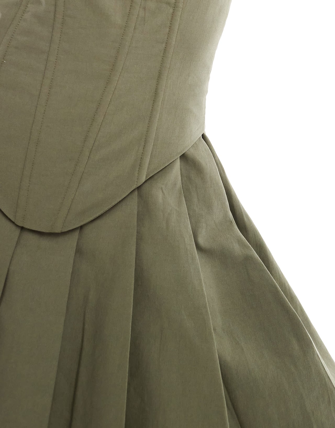 Extro & Vert bandeau pleated mini dress in khaki