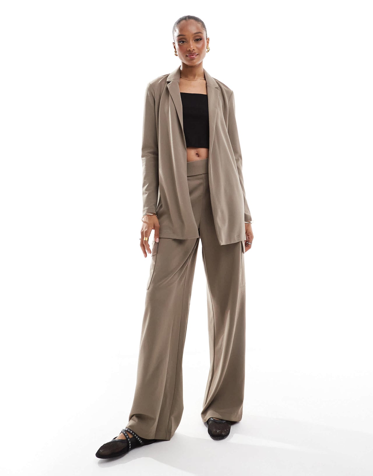 JDY Tall side pocket cargo trousers co-ord in brown