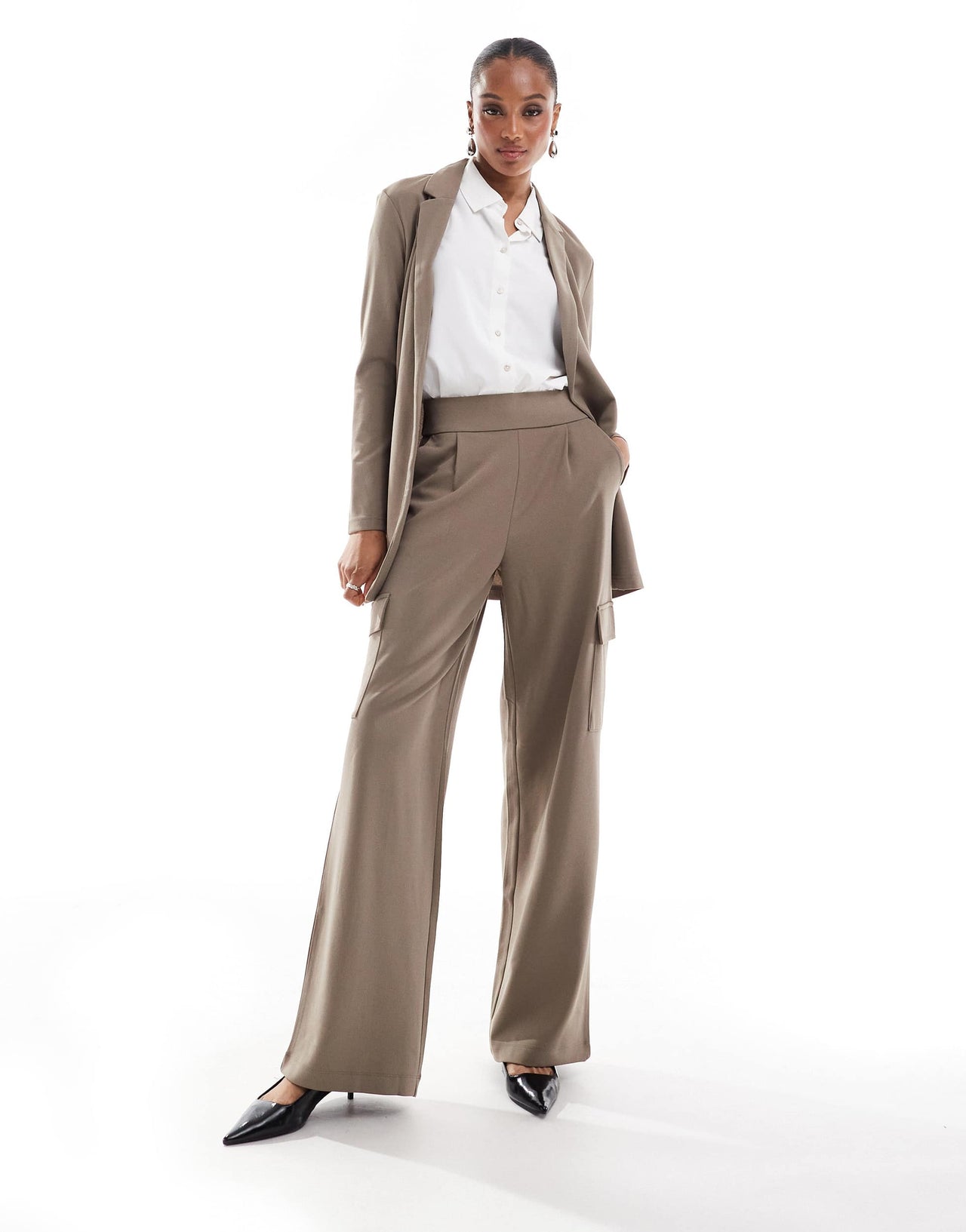 JDY Tall side pocket cargo trousers co-ord in brown