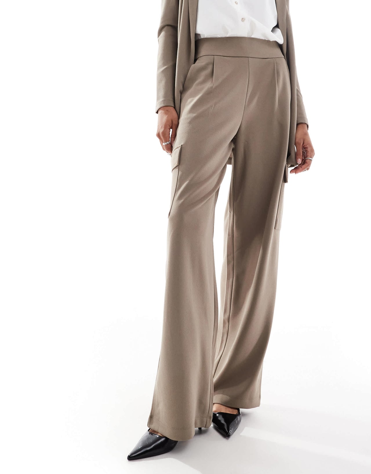 JDY Tall side pocket cargo trousers co-ord in brown