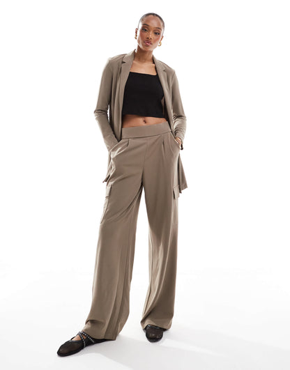 JDY Tall slouchy blazer co-ord in brown